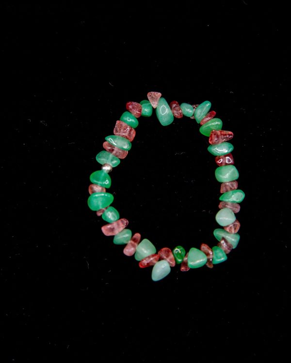 Green Aventurine/Strawberry Quartz Chip Bracelet