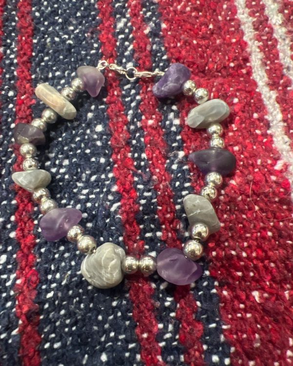 Raw Tumbled Amethyst/Labradorite Bracelet