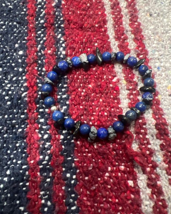 Lapis/Snow Flake Obsidian Protection Bracelet