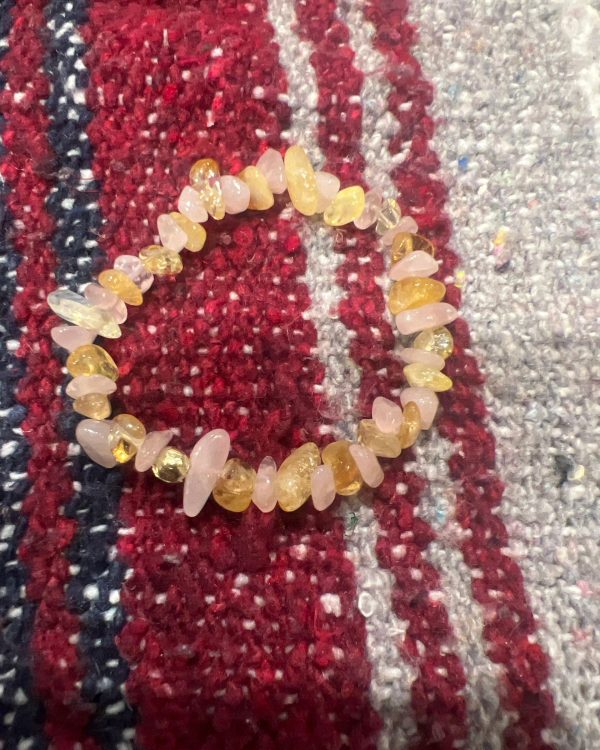 Citrine & Rose Quartz Chip Bracelet