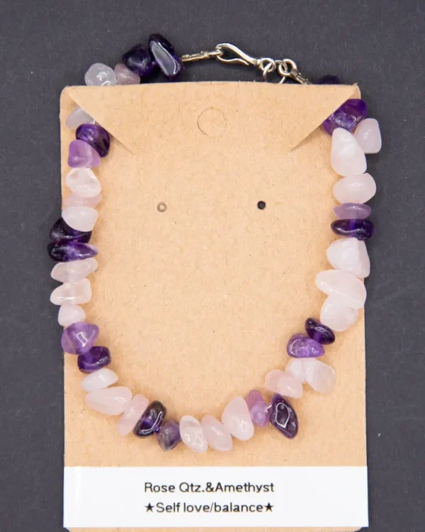 Rose Qtz/Amethyst Love & Balance Chip bracelet